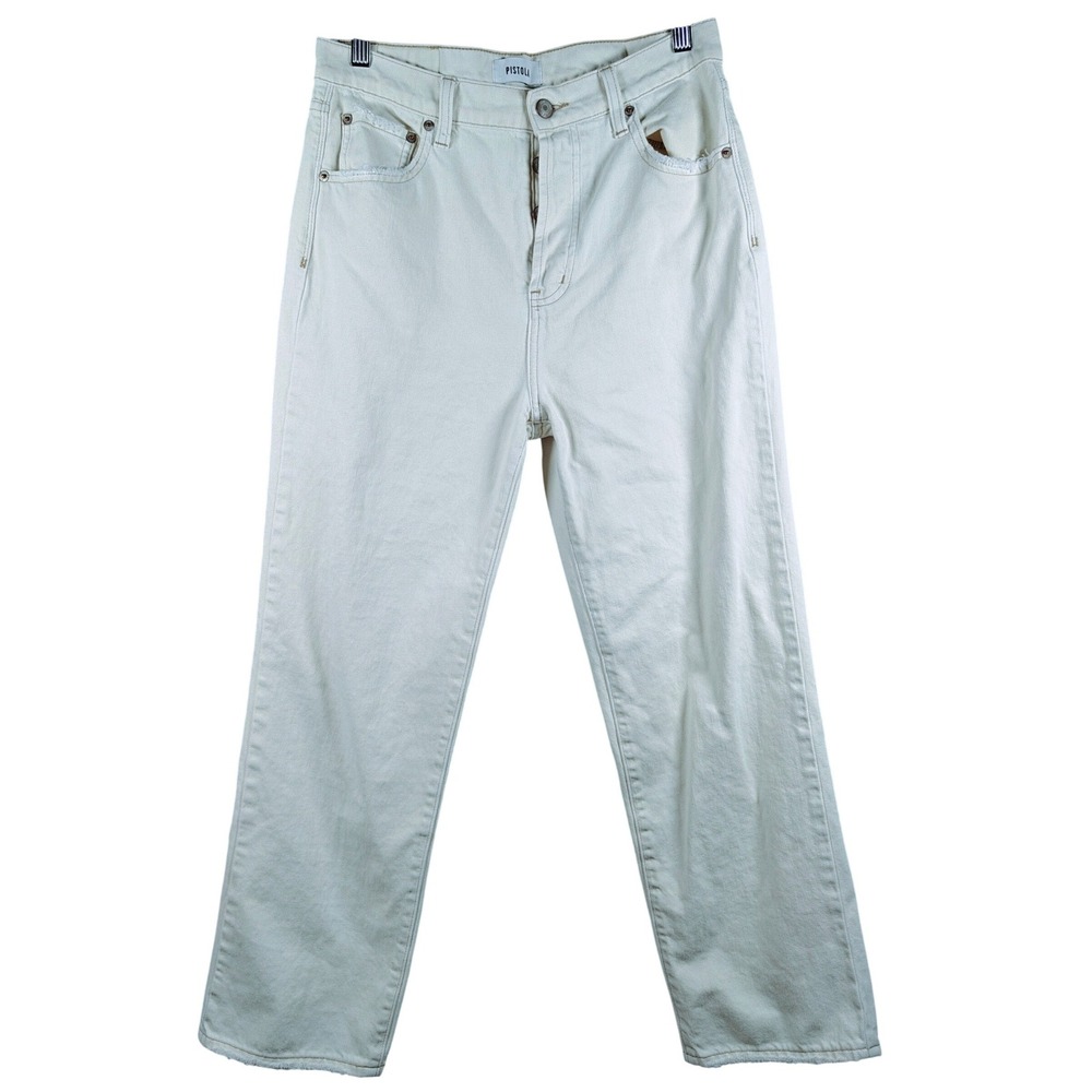 PISTOLA LA Women's‎ Cream High Rise Straight Leg Jeans Raw Hem Size 26